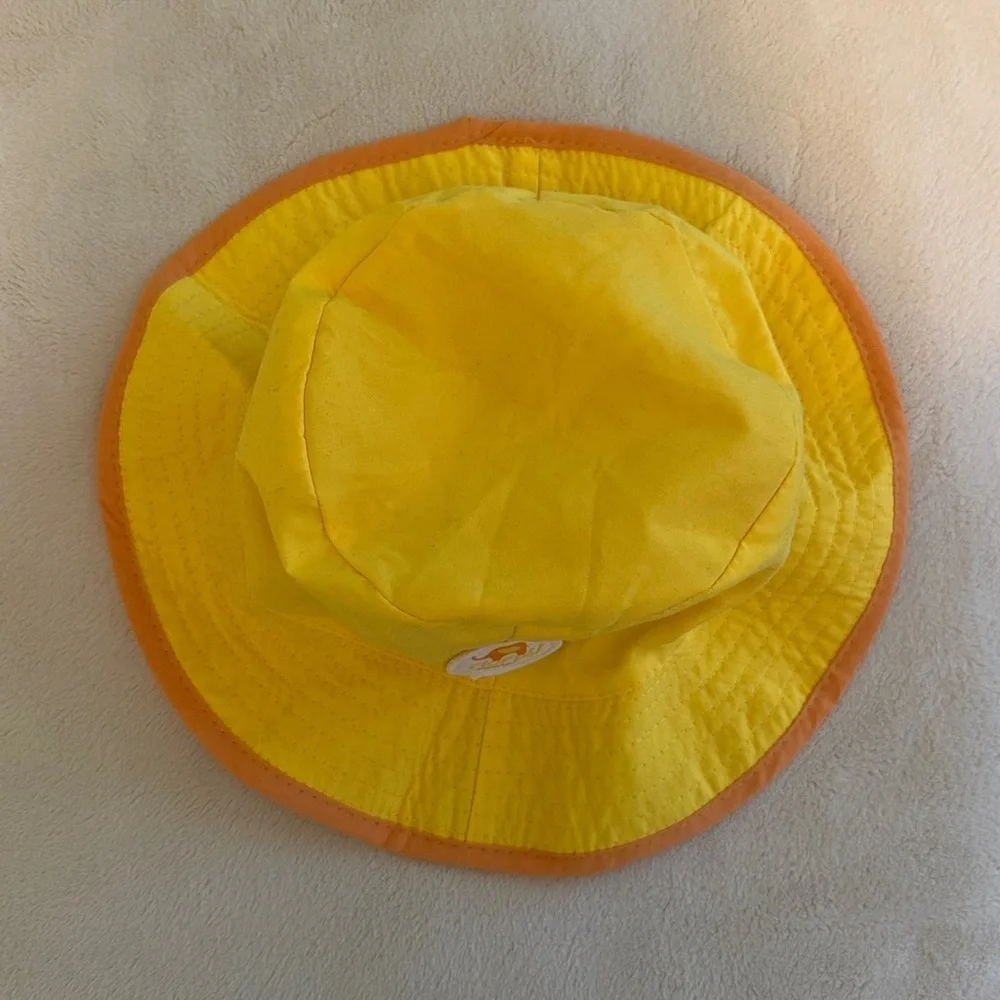 NWOT Floppy Tops Yellow Orange Children’s Reversible Rain & Sun Hat Polyester OS
